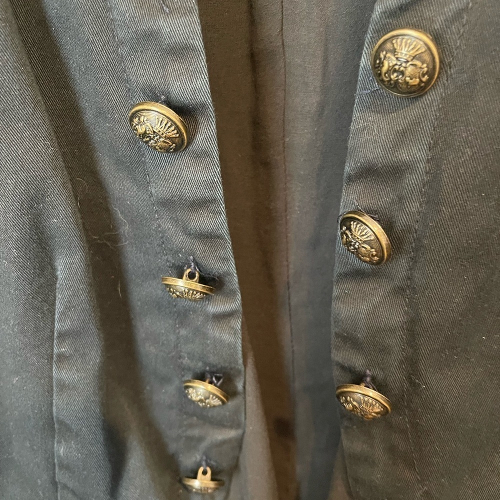 Free People Romantic Ruffles Charcoal Bronze Buttoned Blazer Jacket XS - Picture 4 of 7
